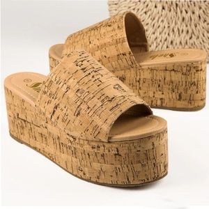 Brand new wedge platform cork slide mules size 7.5